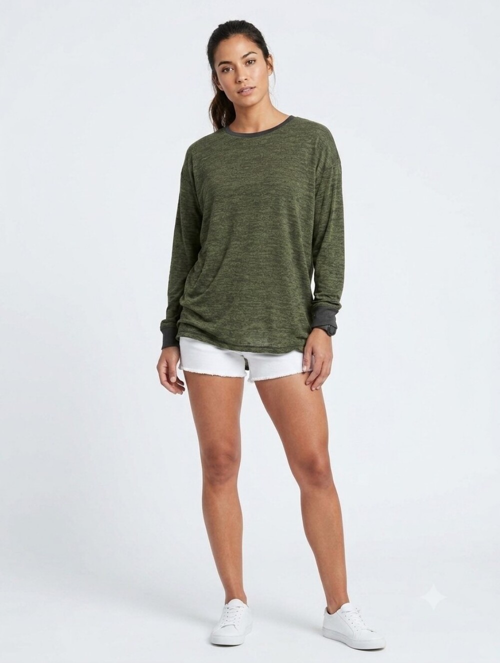 Olive Green Long-Sleeve Knit Top - Women Up To Size 3XL